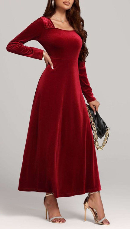 Long Sleeve Velvet Dress