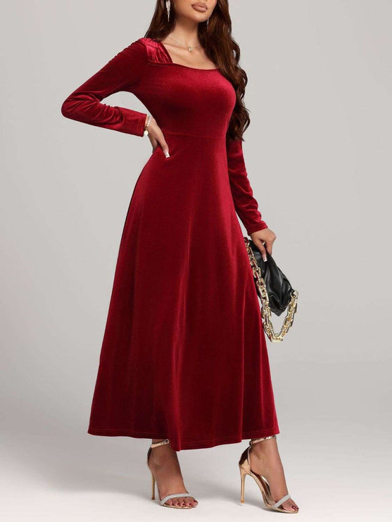 Long Sleeve Velvet Dress