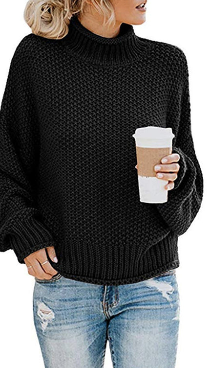 Turtleneck Dropped Shoulder Sweater