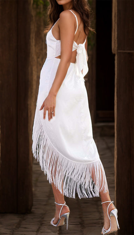 Modish Fringe High-Low Cami Dress