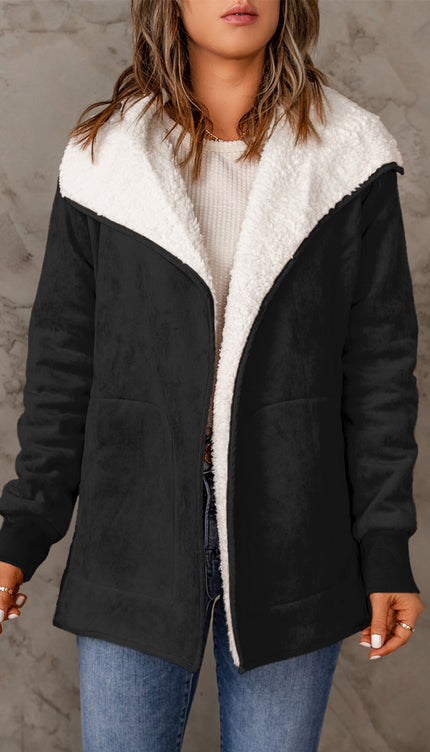 Open Front Long Sleeve Sherpa Jacket