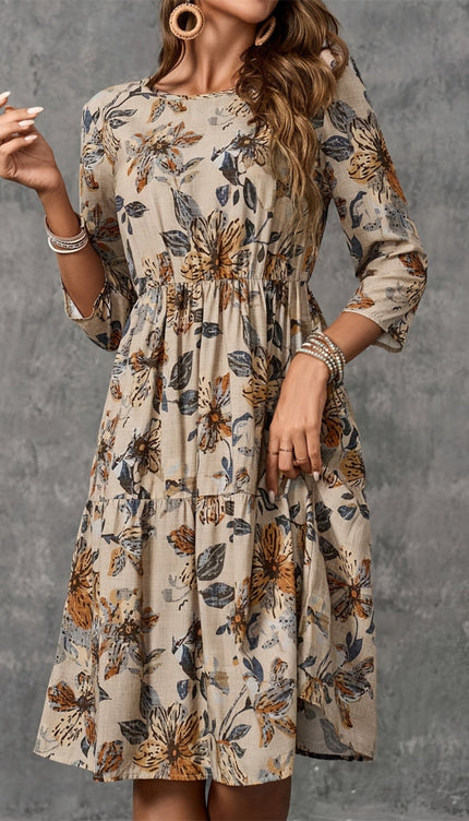 Print three-Quarter Sleeve Dress