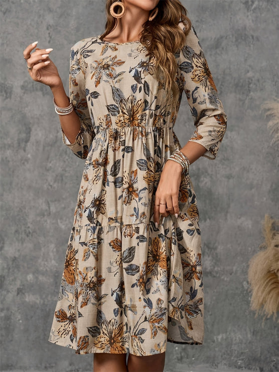 Print three-Quarter Sleeve Dress