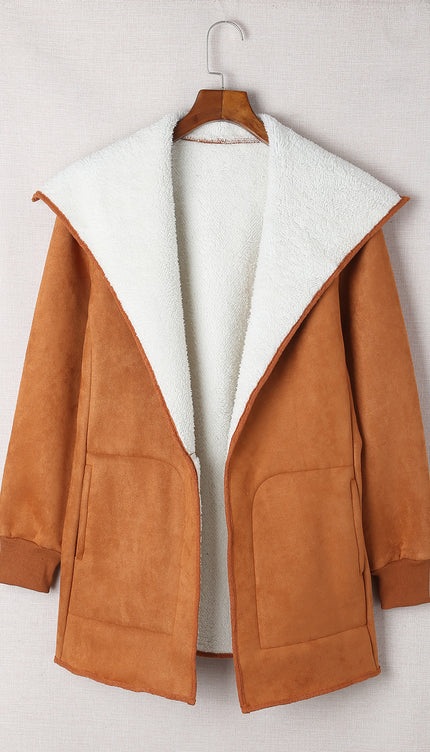 Open Front Long Sleeve Sherpa Jacket