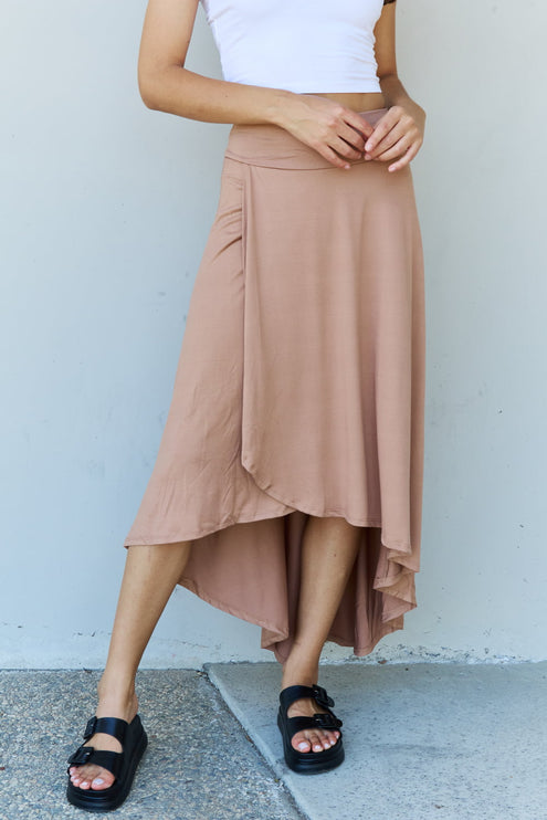 Ninexis First Choice High Waisted Flare Maxi Skirt in Camel-Modish