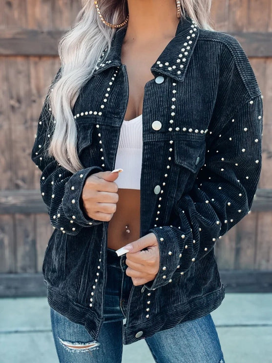 Modish Studded Collar Button Down Jacket