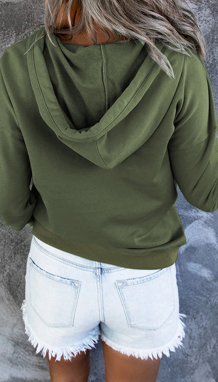 Dropped Shoulder Long Sleeve Hoodie with Pocket