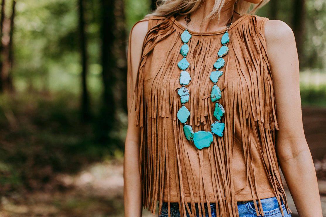 Suede Fringe Top -Brown