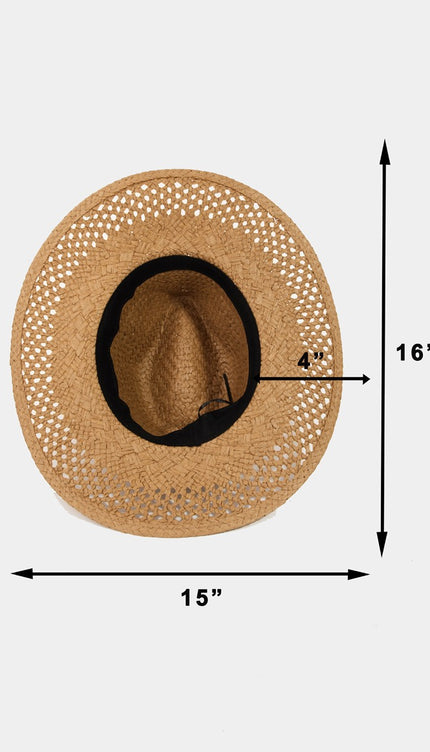 Fame Basket Weave Straw Sun Hat