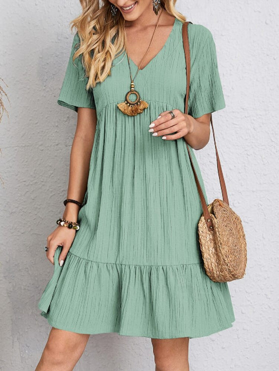 Modish Rustic Chic Full Size V-Neck Dress