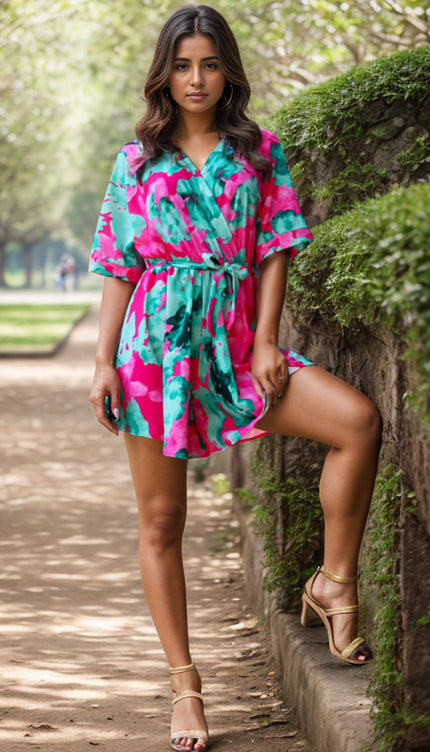 Modish Print Half Sleeve Romper