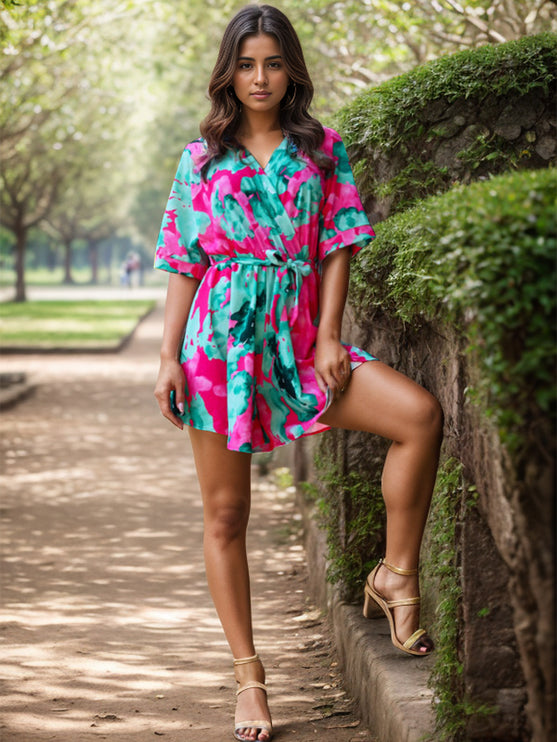 Modish Print Half Sleeve Romper