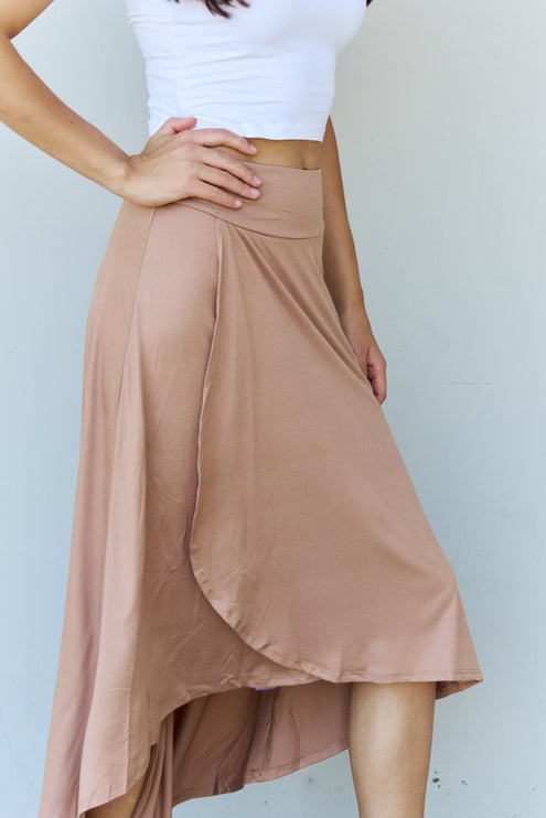 Ninexis First Choice High Waisted Flare Maxi Skirt in Camel-Modish