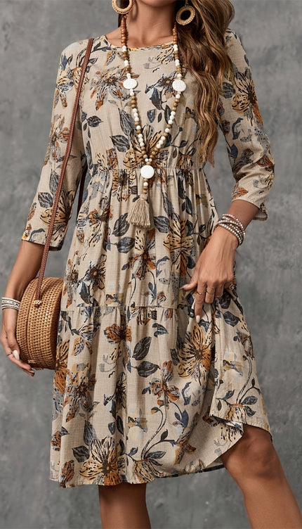 Print three-Quarter Sleeve Dress