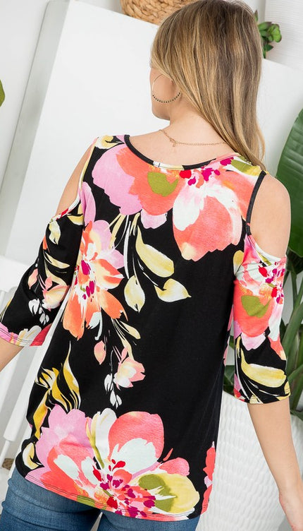 Floral Cold Shoulder Top - Stylish Allover Print | Modish