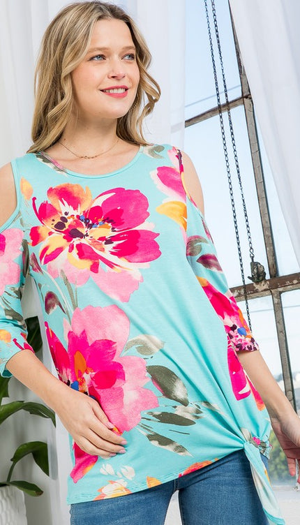 Floral Cold Shoulder Top - Stylish Allover Print | Modish