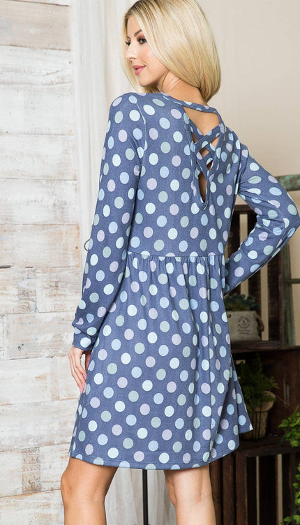 Polka Dot Dress with Pockets | Cross-Back Design | Modish 