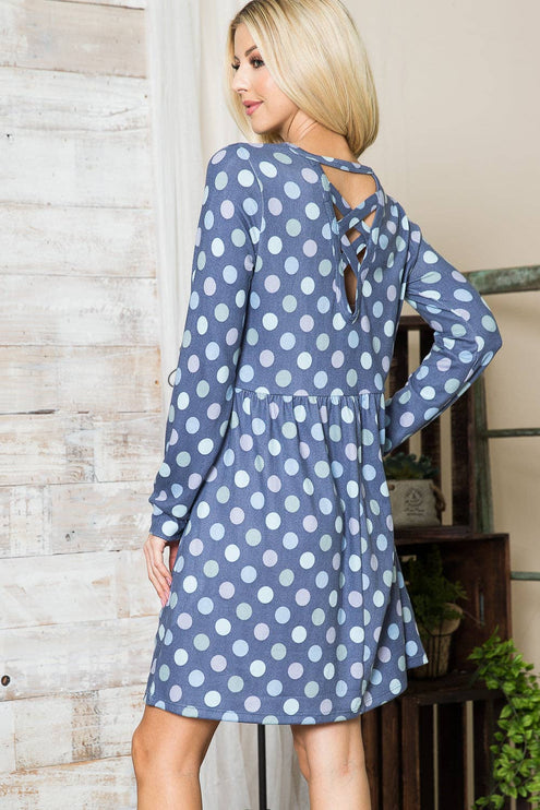 Polka Dot Dress with Pockets | Cross-Back Design | Modish 