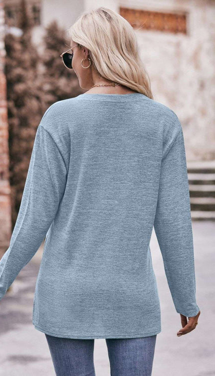 Mandy Notched Neck Long Sleeve Top