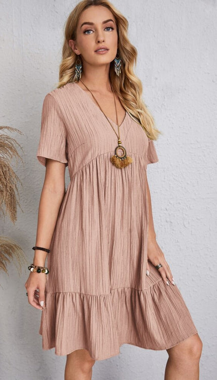 Modish Rustic Chic Full Size V-Neck Dress