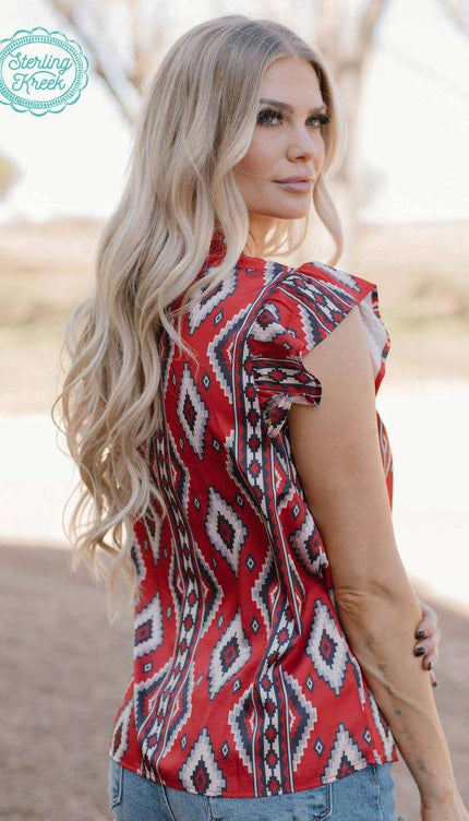 Babydoll Top Red Aztec