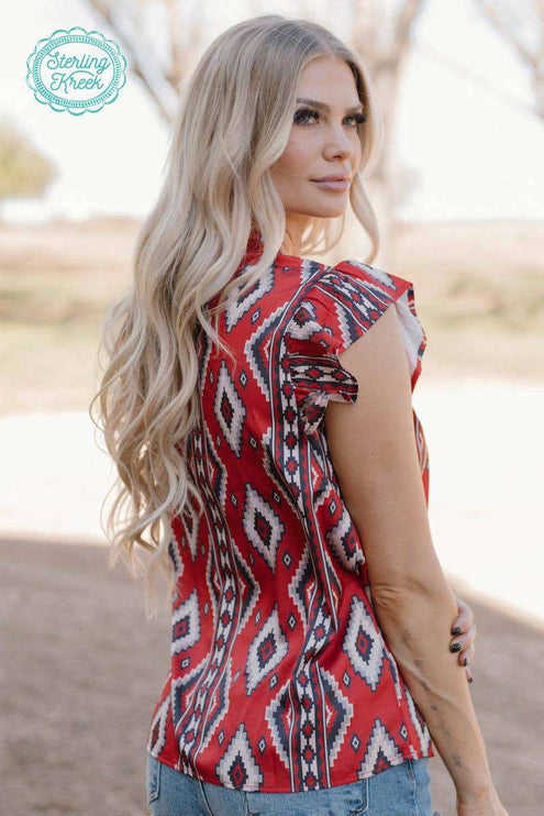 Babydoll Top Red Aztec