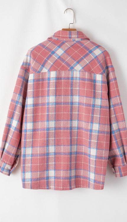 Plaid Button Up Long Sleeve Shacket