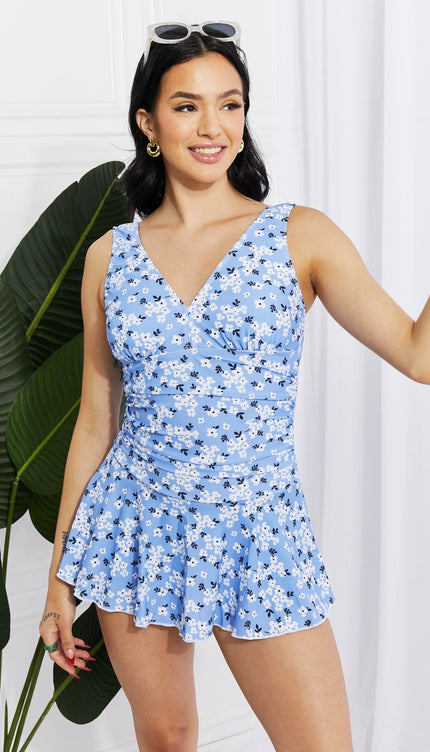 Marina West Swim Full Size Clear Waters Swim Dress in Blue-Modish