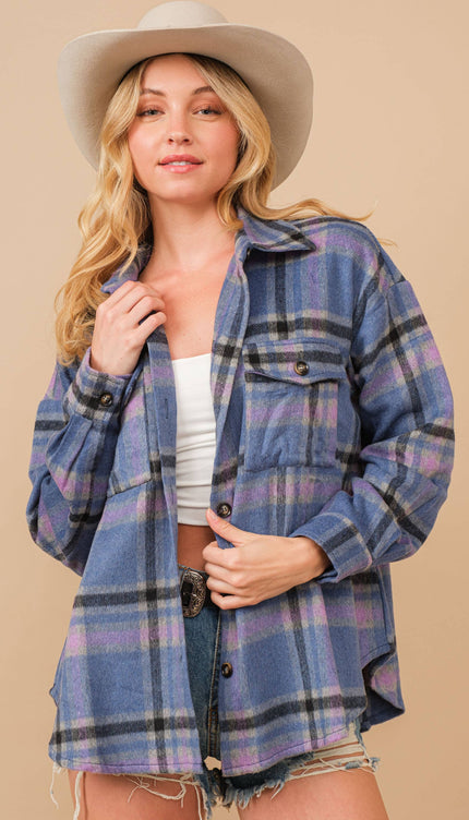 Blue B Exclusive Plaid Button Up Chest Jacket