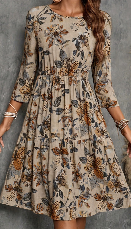 Print three-Quarter Sleeve Dress