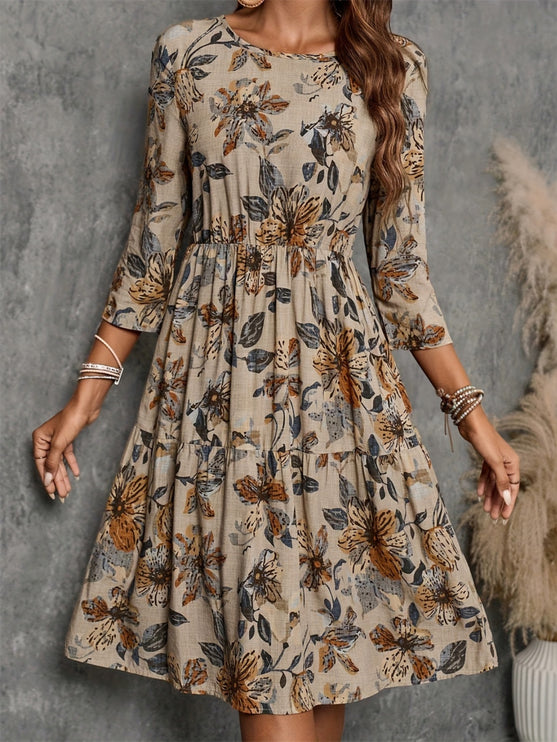 Print three-Quarter Sleeve Dress