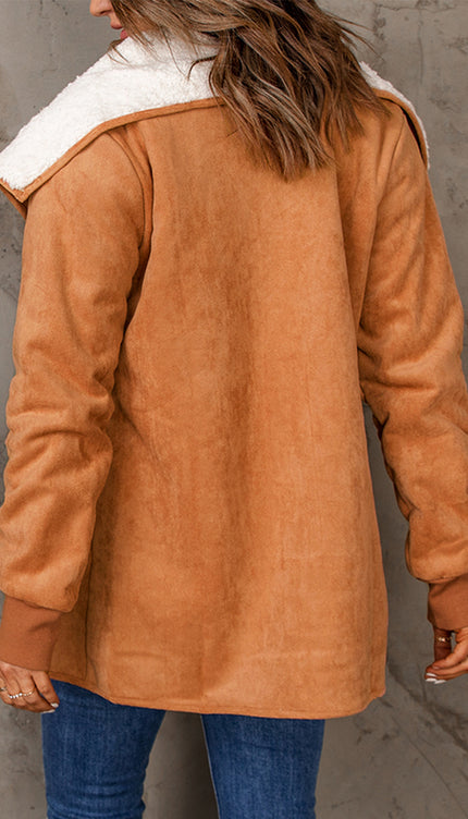 Open Front Long Sleeve Sherpa Jacket