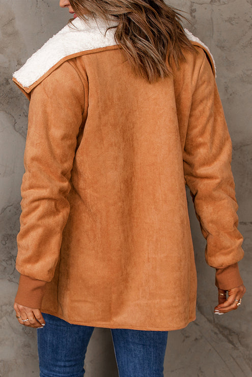 Open Front Long Sleeve Sherpa Jacket