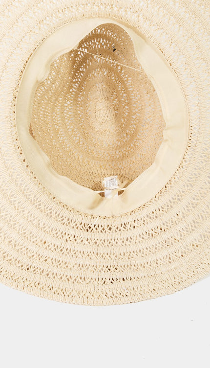 Fame Contrast Straw Braided Sun Hat