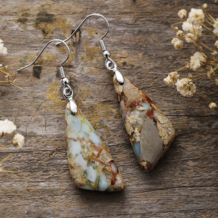 Emperor-Stone Geometric Earrings-Modish