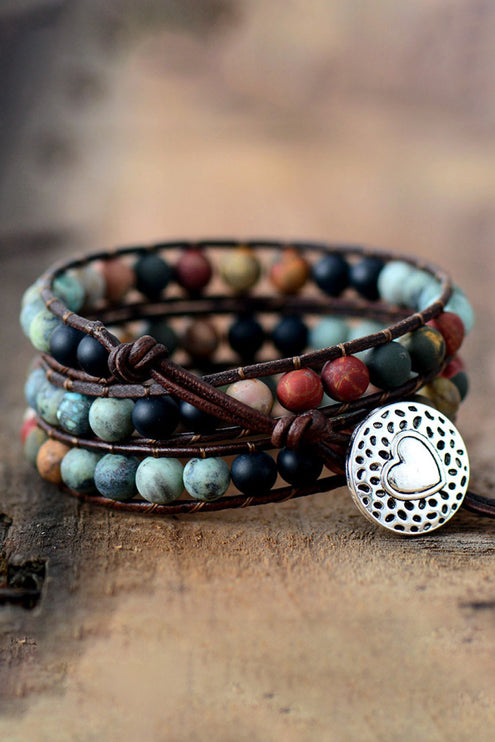 Handmade Triple Layer Beaded Agate Bracelet-Modish