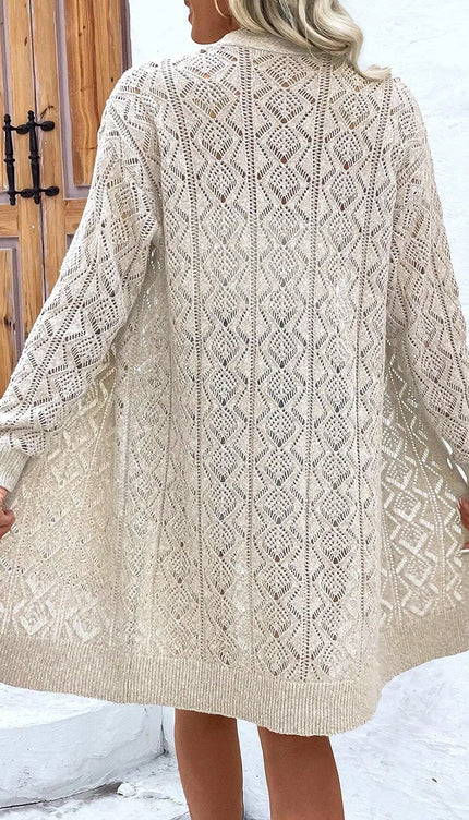 Modish Openwork Button Down Long Sleeve Cardigan