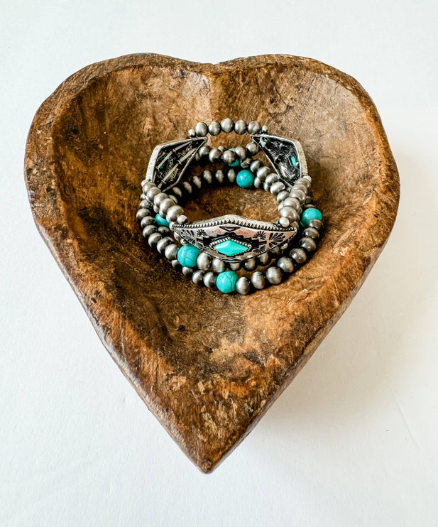 Western Aztec Stone Stretch Bracelets