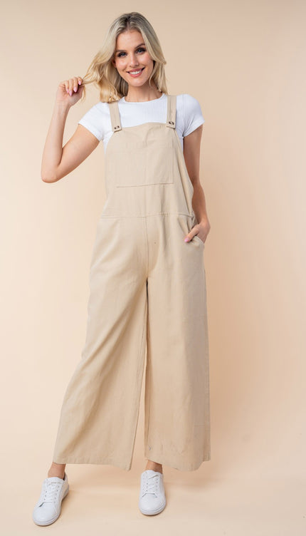 White Birch Sleeveless Wide Leg Jumpsuit-Modish