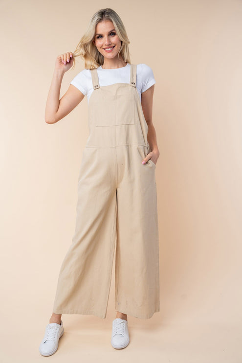 White Birch Sleeveless Wide Leg Jumpsuit-Modish