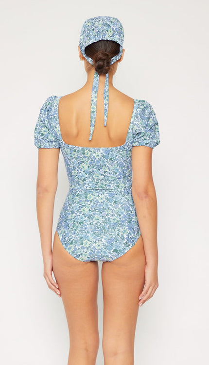 Marina West Swim Salty Air Puff Sleeve One-Piece in Blue-Modish