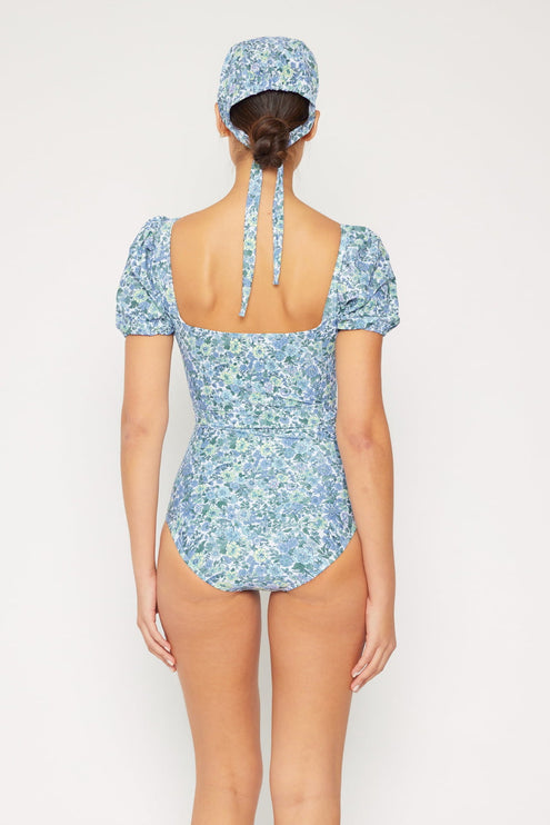 Marina West Swim Salty Air Puff Sleeve One-Piece in Blue-Modish