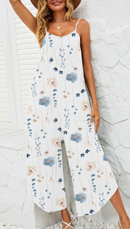 Printed Scoop Neck Wide Leg Jumpsuit