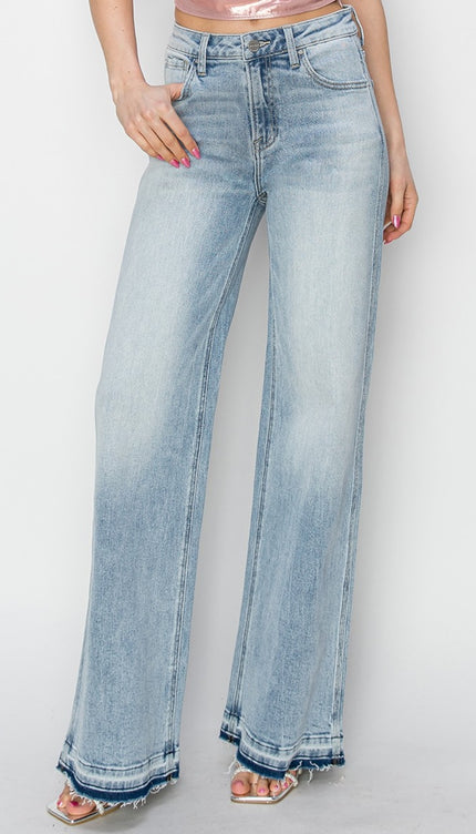 Risen Full Size High Rise Wide Leg Jeans