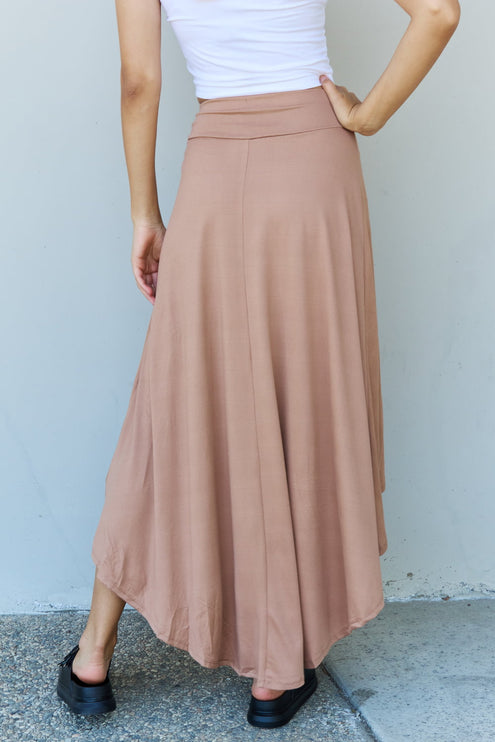 Ninexis First Choice High Waisted Flare Maxi Skirt in Camel-Modish