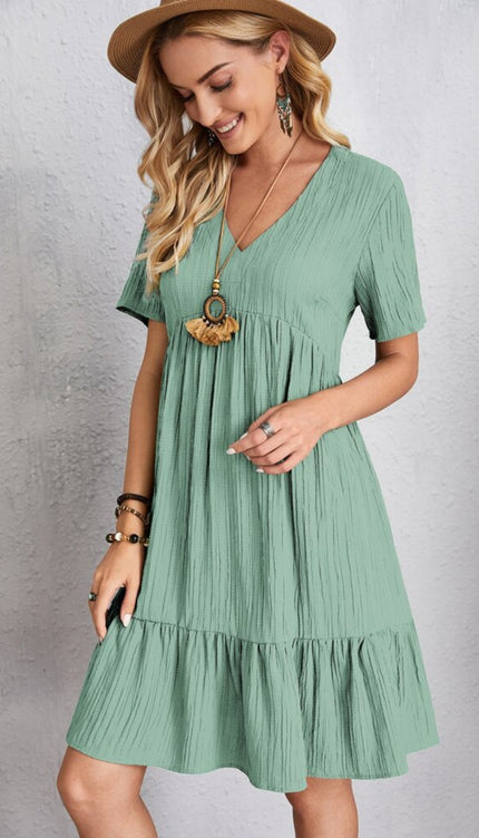 Modish Rustic Chic Full Size V-Neck Dress