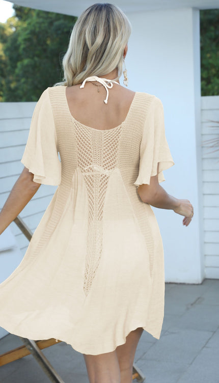 Modish Openwork Flutter Sleeve Cover-Up Dress