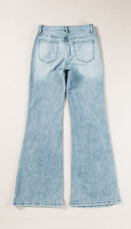 High Waist Bootcut Jeans with Pockets