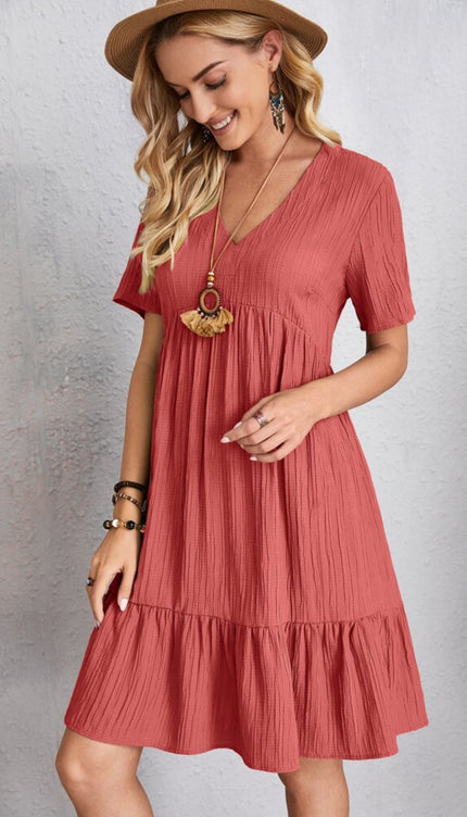 Modish Rustic Chic Full Size V-Neck Dress