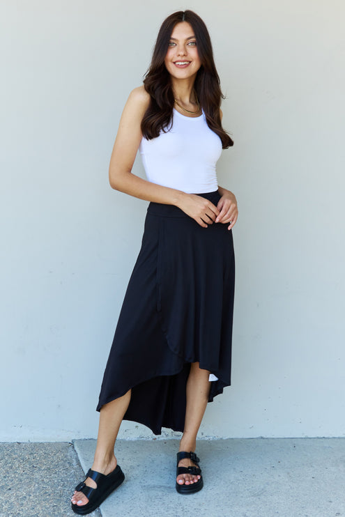 Ninexis First Choice High Waisted Flare Maxi Skirt in Black-Modish